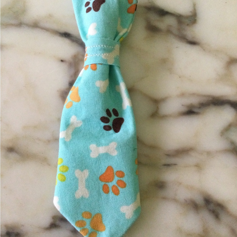 Aqua Dog Necktie with Paw Print Design
